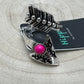 Arrow Head Cuff Ring with Faux Pink Stone