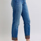 JUDY BLUE FULL SIZE MR PLAID PRINT CUFF BF JEANS PLUS SIZE