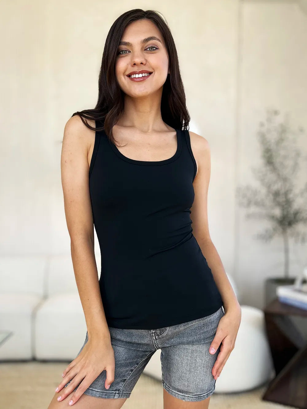 BASIC BAE FULL SIZE SQUARE NECK WIDE STRAP TANK