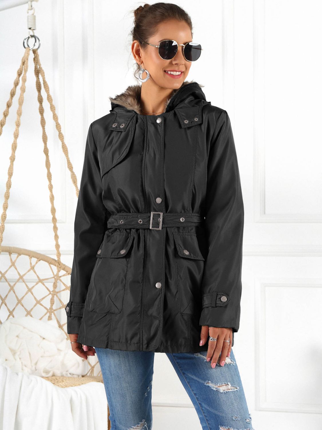 IVY LANE FULL SIZE HOODED JACKET WITH DETACHABLE LINER (THREE-WAY WEAR)