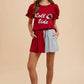 ANNIE WEAR COLOR BLOCK FRENCH TERRY FLARE SHORTS