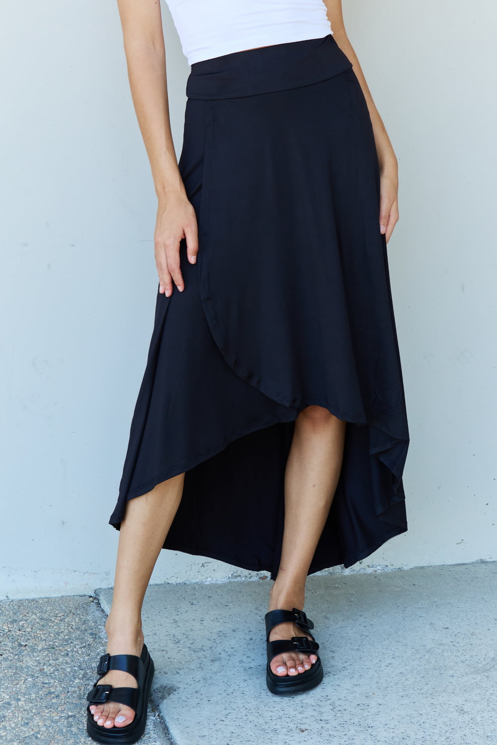 NINEXIS FIRST CHOICE HIGH WAISTED FLARE MAXI SKIRT IN BLACK