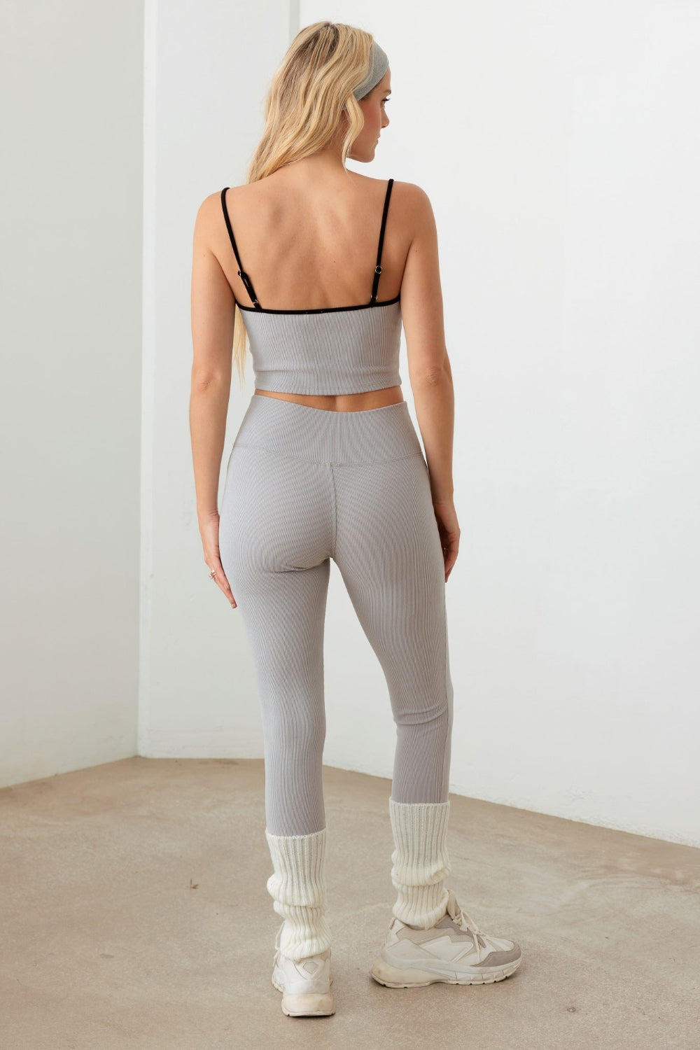 LE LIS RIBBED CROP CAMI AND HIGH WAIST BRUSHED LEGGINGS SET