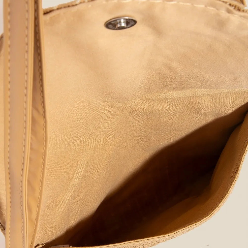 FAME TIGHT WOVEN ENVELOPE CLUTCH BAG