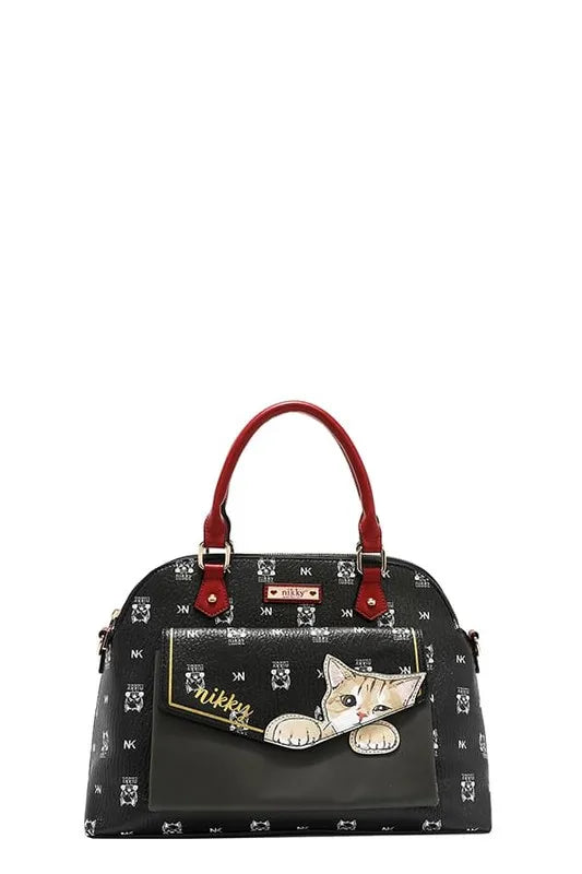 NICOLE LEE USA ECO-LEATHER CAT DOME BAG