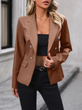 IVY LANE BUTTON UP COLLARED NECK BLAZER