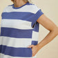 BASIC BAE FULL SIZE STRIPED ROUND NECK CAP SLEEVE MINI DRESS