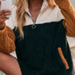 IVY LANE COLOR BLOCK QUARTER ZIP DROPPED SHOULDER SWEATSHIRT