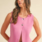 ANNIE WEAR METAL BUTTON DETAIL CROP SWEATER VEST