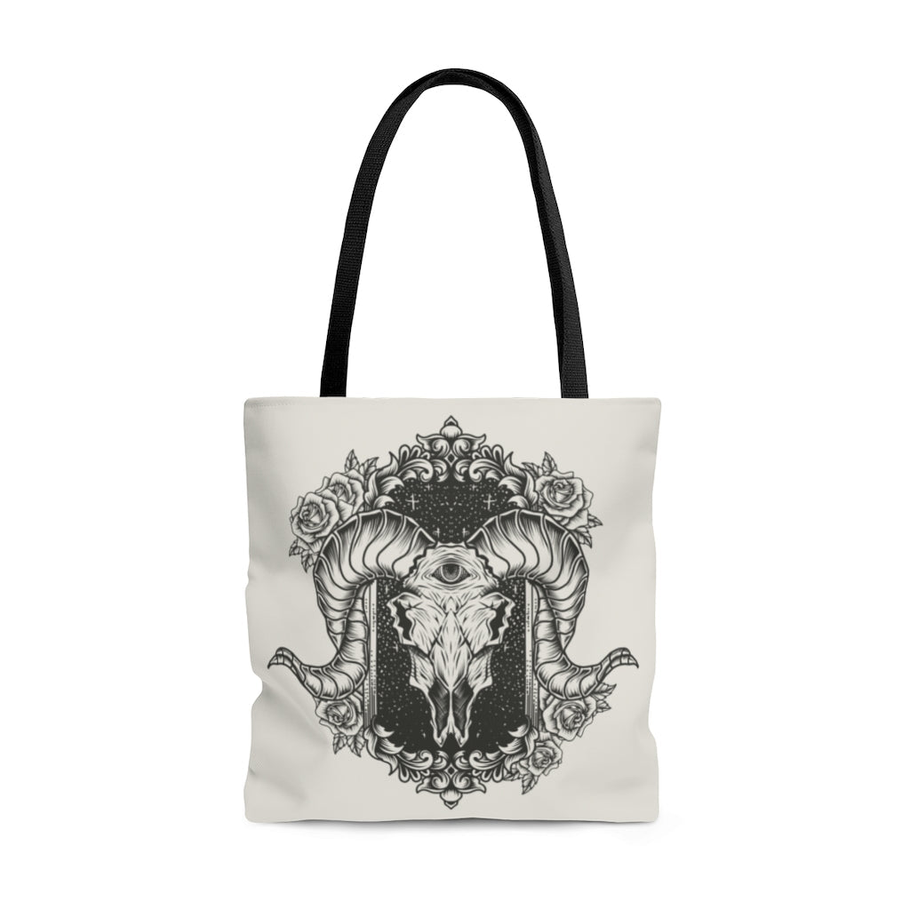 THIRD EYE RAM SKULL HEAVY-DUTY CANVAS TOTE BAG