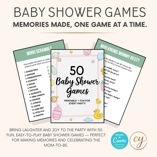 50 Baby Shower Games Printable Bundle