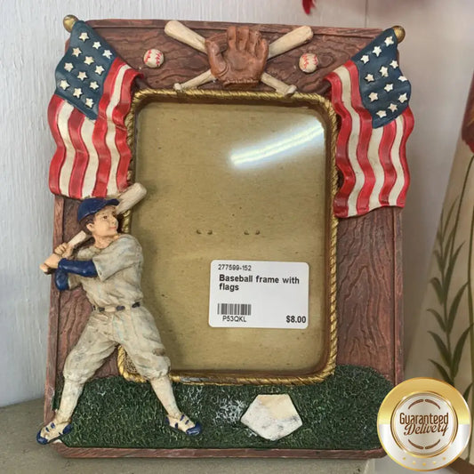 BASEBALL FRAME WITH FLAGS-Thriftique Marketplace