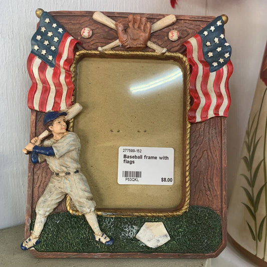 BASEBALL FRAME WITH FLAGS-Thriftique Marketplace