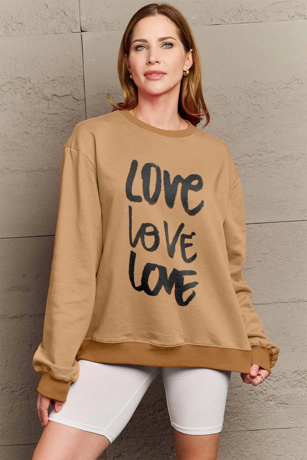 SIMPLY LOVE FULL SIZE LOVE ROUND NECK SWEATSHIRT