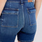 JUDY BLUE FULL SIZE HIGH WAIST BERMUDAS JEANS W/ BACK FLAP POCKETS PLUS SIZE