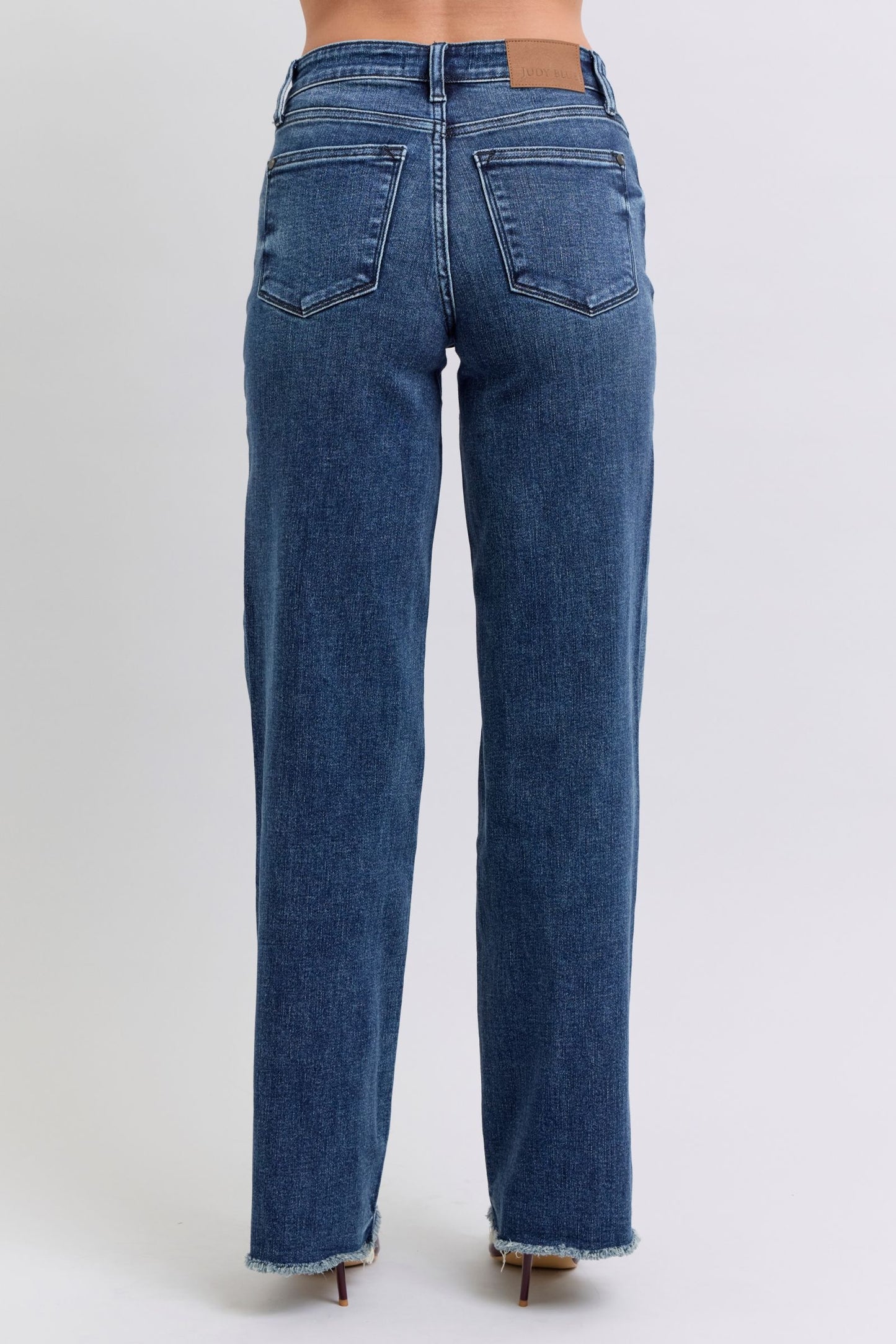 JUDY BLUE FULL SIZE RAW HEM MID RISE JEANS