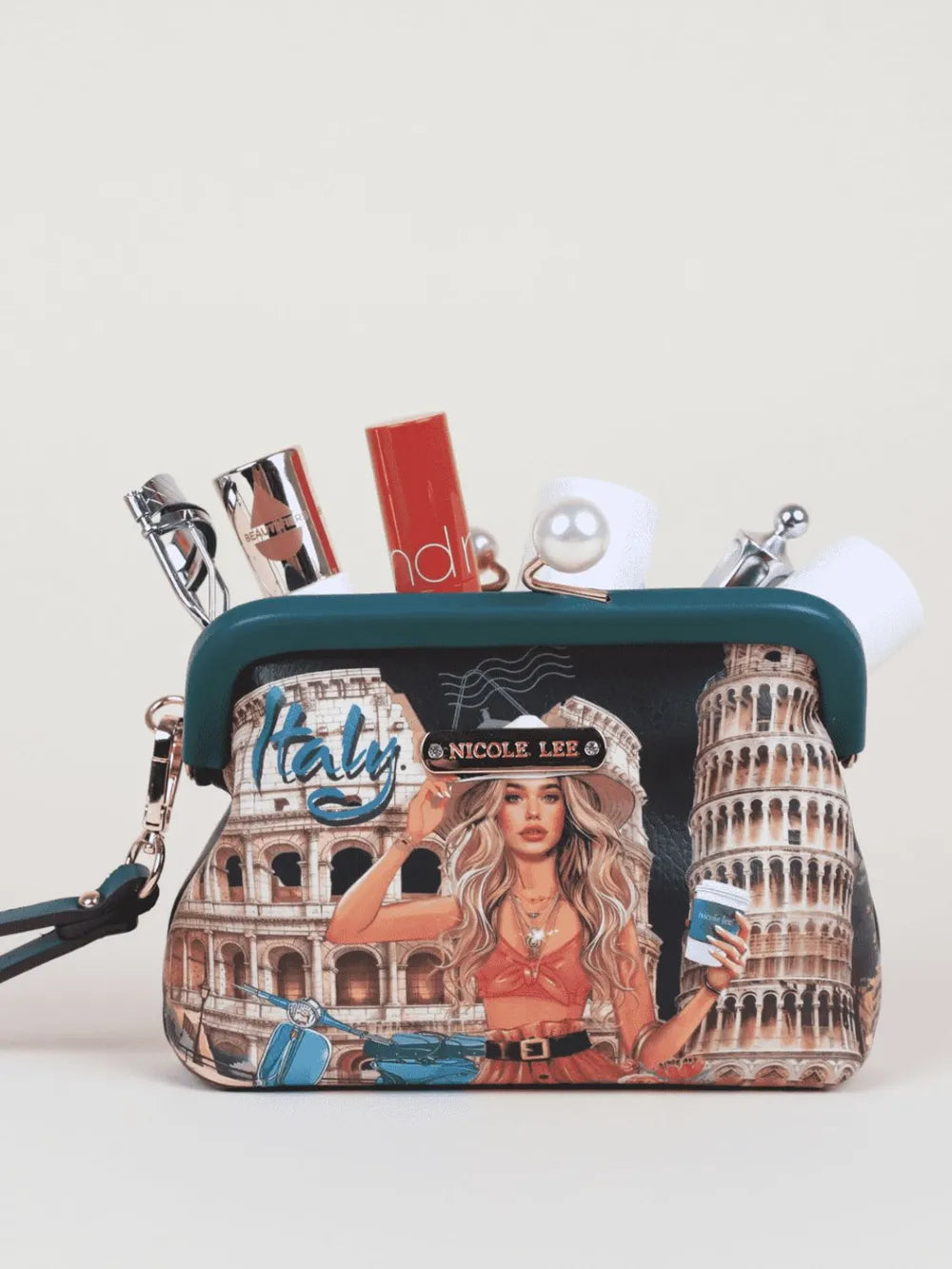 NICOLE LEE USA CHELSEA PEARL KISS-LOCK COIN PURSE