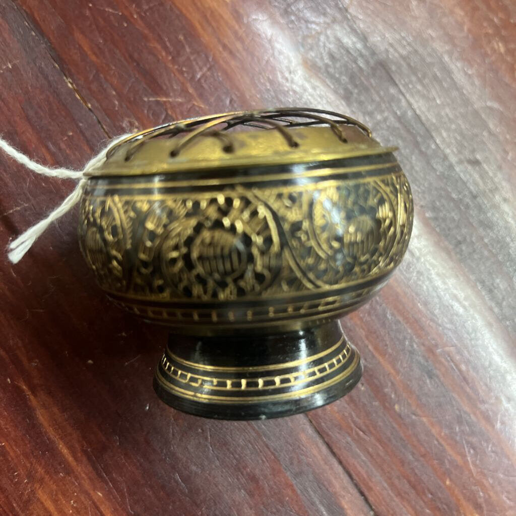 BLACK & BRASS INCENSE BURNER-Thriftique Marketplace