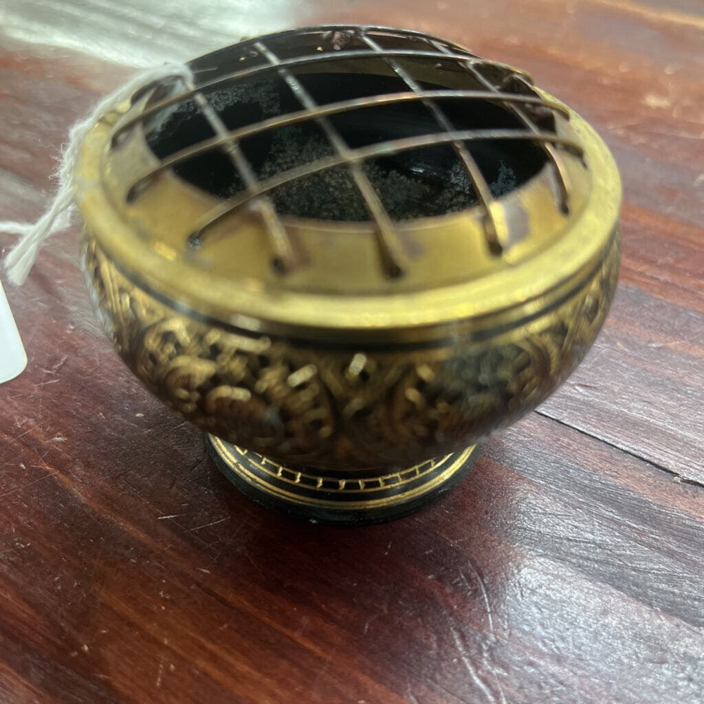 BLACK & BRASS INCENSE BURNER-Thriftique Marketplace