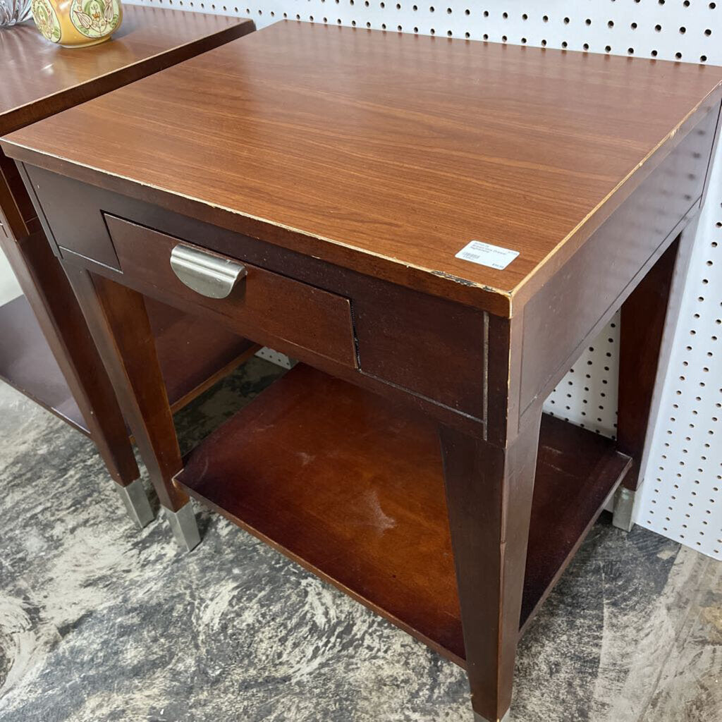 BROWN ONE DRAWER NIGHTSTAND-Thriftique Marketplace