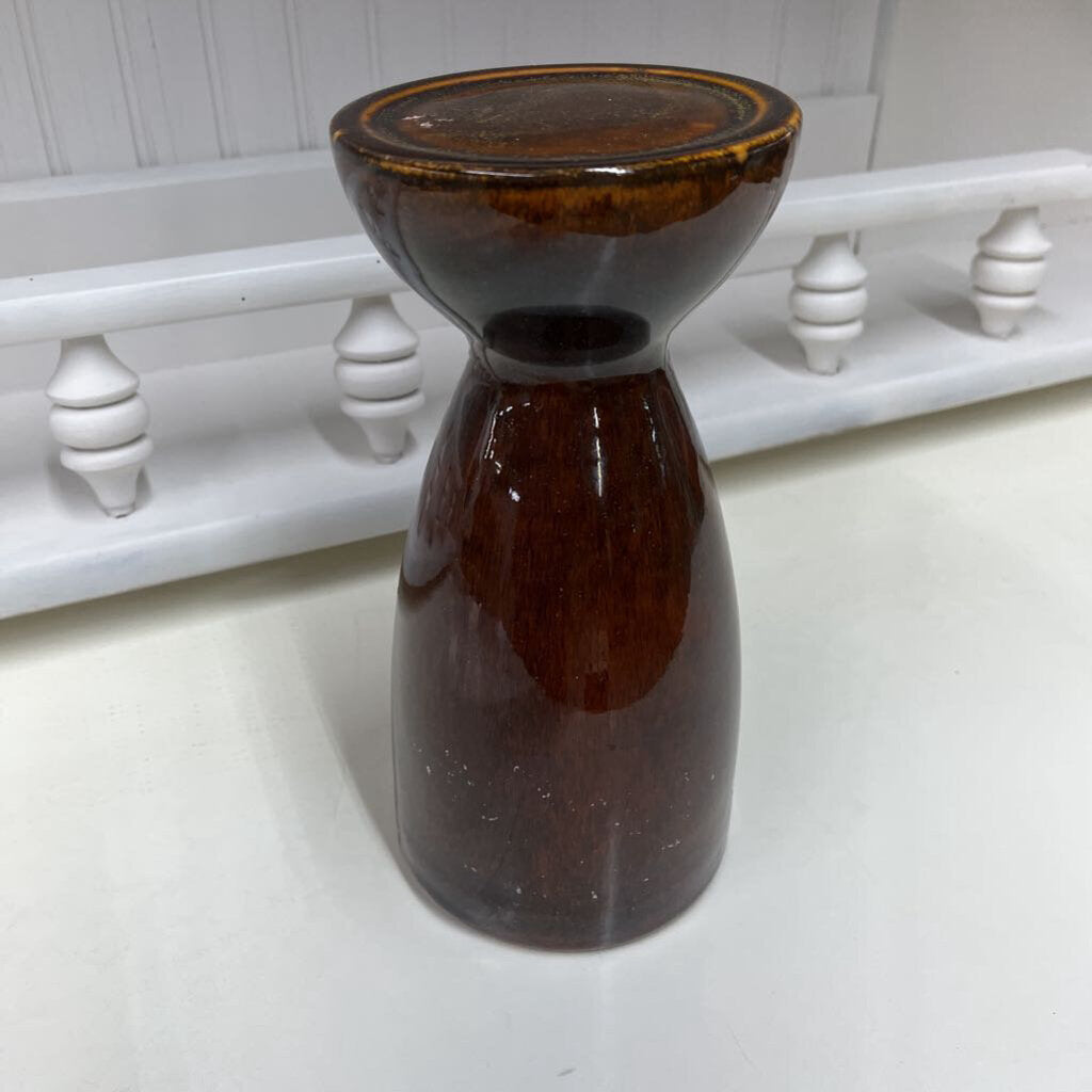 BROWN PILLAR CANDLE HOLDER-Thriftique Marketplace