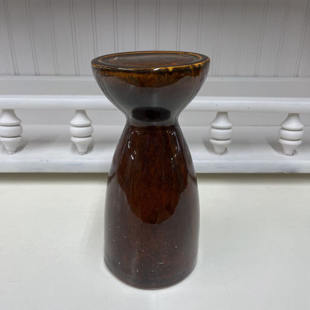 BROWN PILLAR CANDLE HOLDER-Thriftique Marketplace