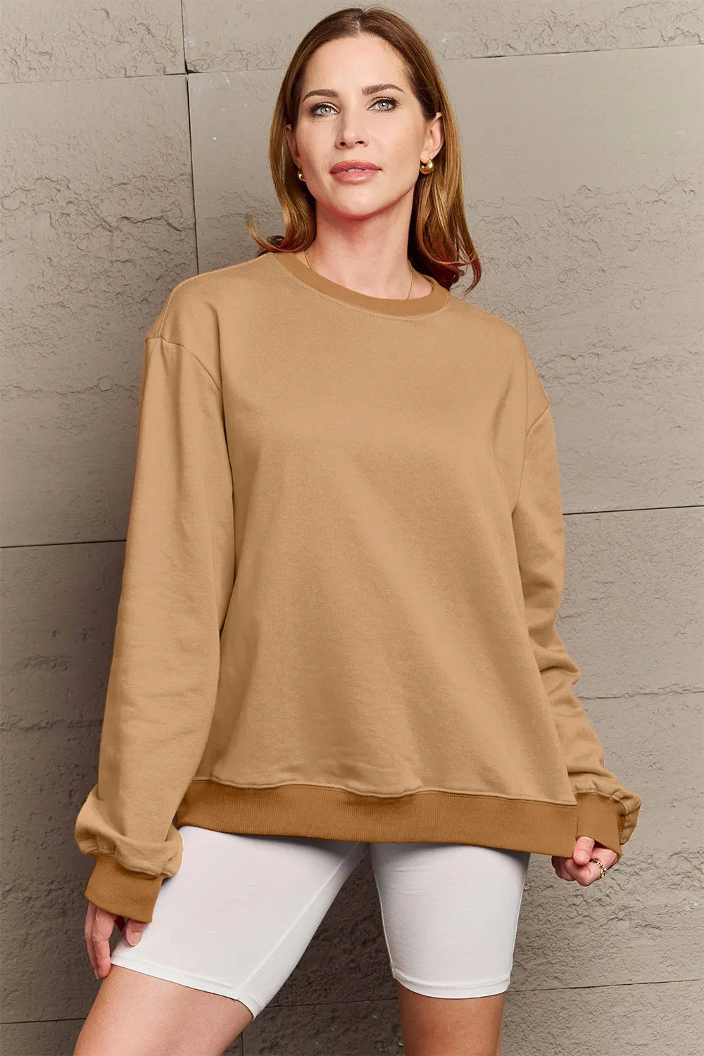SIMPLY LOVE FULL SIZE IF I'M TOO MUCH THEN GO FIND LESS ROUND NECK SWEATSHIRT