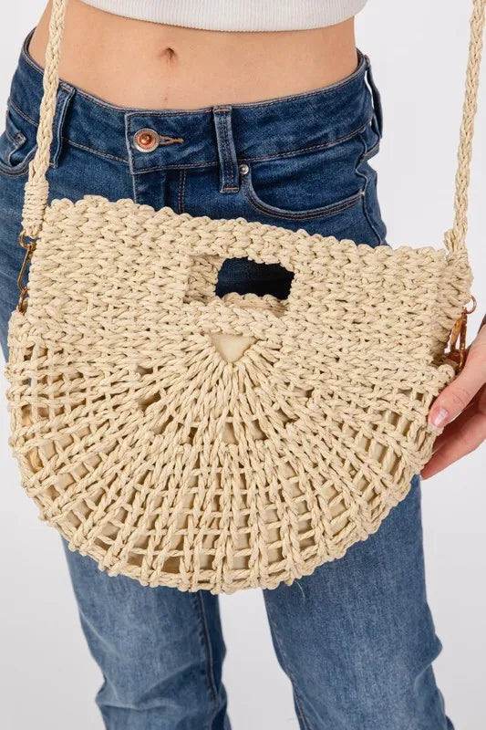 FAME BRAIDED SEMI CIRCLE TOTE BAG