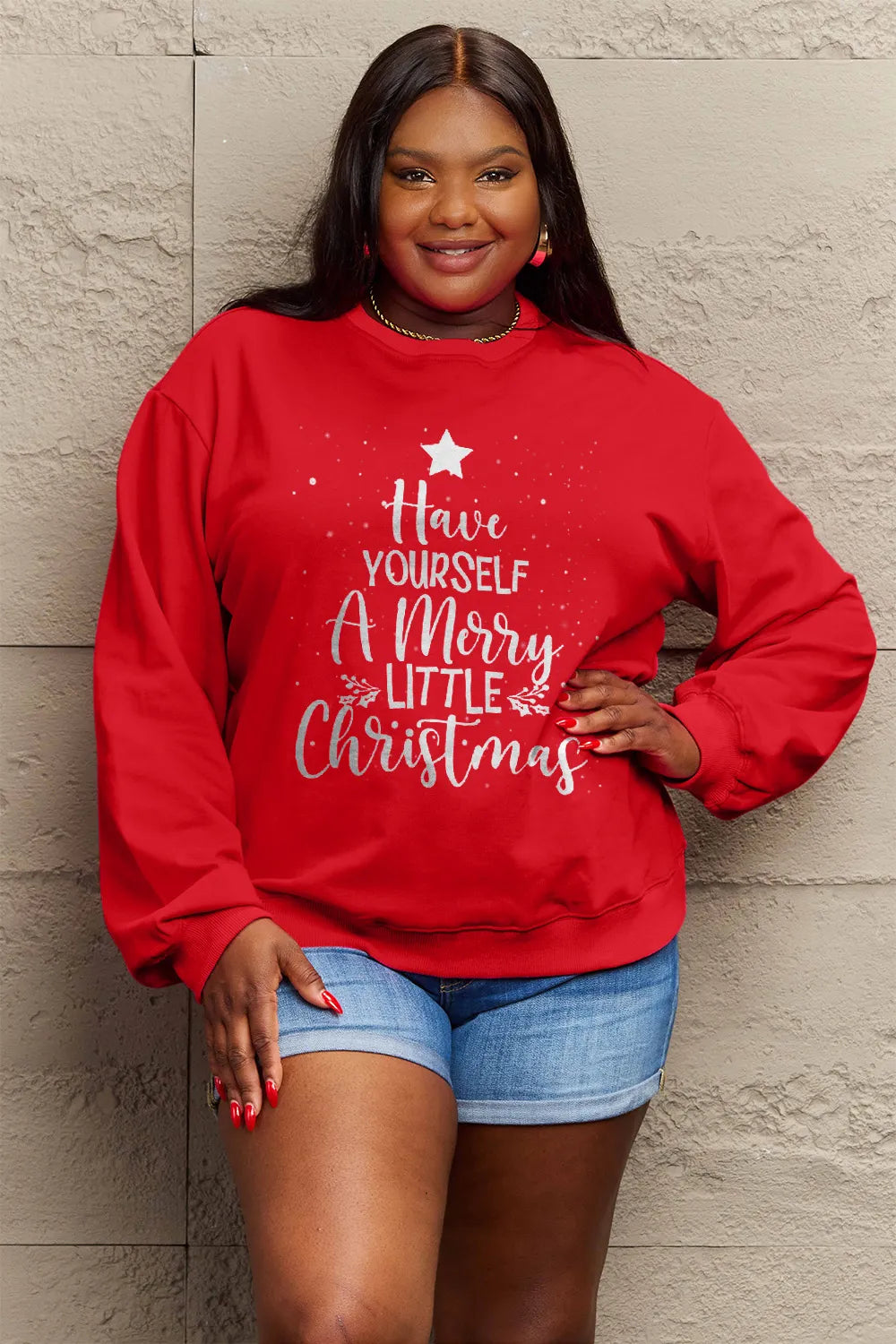 SIMPLY LOVE FULL SIZE HAVE YOURSELF A MERRY LITTLE CHRISTMAS ROUND NECK SWEATSHIRT
