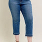JUDY BLUE FULL SIZE HW VINTAGE WASH RELEASE HEM KICK FLARE JEANS PLUS SIZE