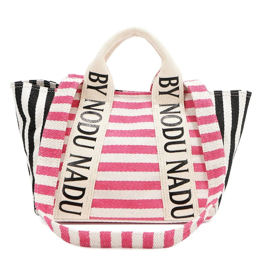 NICOLE LEE USA LETTER STRIPED TOTE BAG