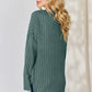 BASIC BAE FULL SIZE RIBBED HALF BUTTON LONG SLEEVE HIGH-LOW T-SHIRT