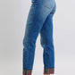 JUDY BLUE FULL SIZE MR PLAID PRINT CUFF BF JEANS PLUS SIZE