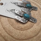 Cactus Dangle Earrings with Faux Turquoise - 2 1/2 inch drop
