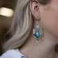 Cactus Dangle Earrings with Faux Turquoise - 2 1/2 inch drop