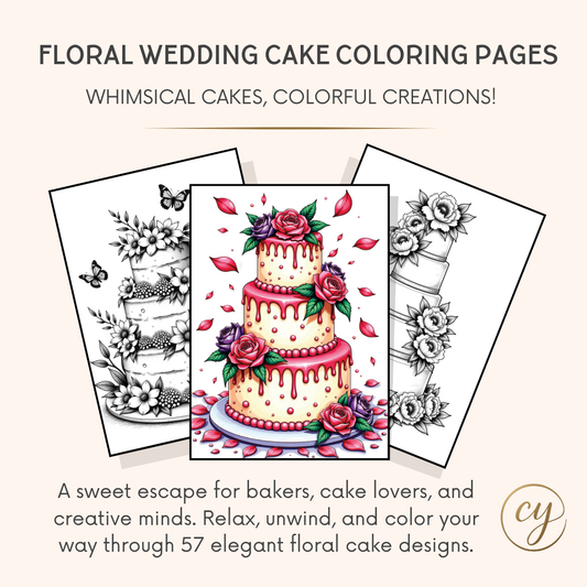 57 Floral Wedding Cake Coloring Pages (Printable & Digital PDF)