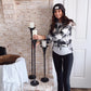 Tall Flared Black Iron Candle Holders, Set of 3