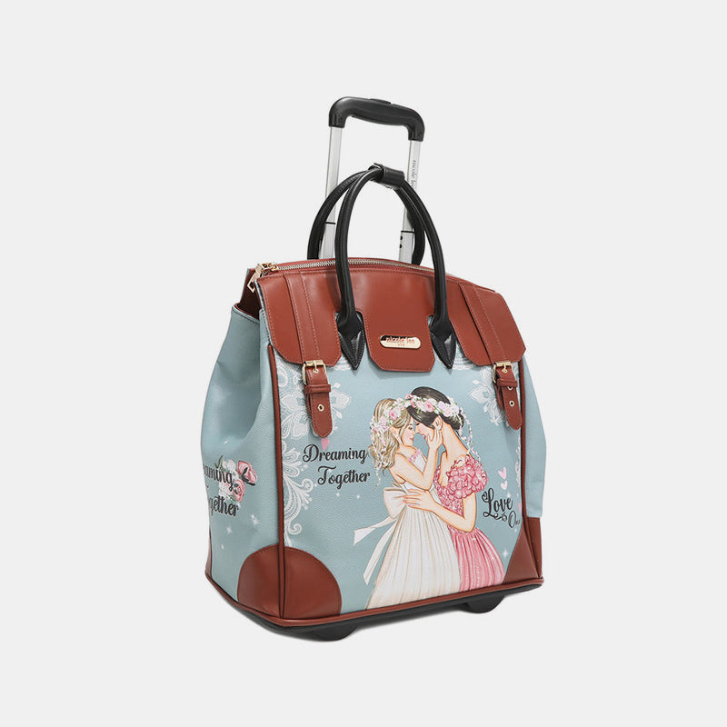 NICOLE LEE USA PRINTED ROLLING TOTE BAG