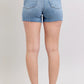 JUDY BLUE FULL SIZE HIGH WAIST DENIM SHORTS W/STITCH OVER DESTROY DETAIL PLUS SIZE