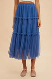 ANNIE WEAR TULLE TIERED MIDI SKIRT
