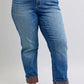 JUDY BLUE FULL SIZE MR PLAID PRINT CUFF BF JEANS PLUS SIZE