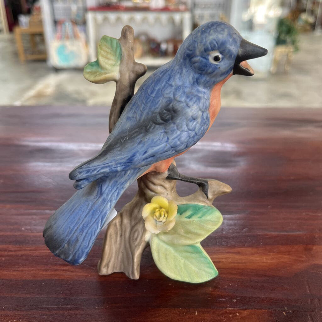 CERAMIC EASTERN BLUE BIRD FIGURINE-Thriftique Marketplace