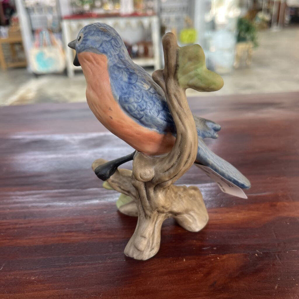 CERAMIC EASTERN BLUE BIRD FIGURINE-Thriftique Marketplace