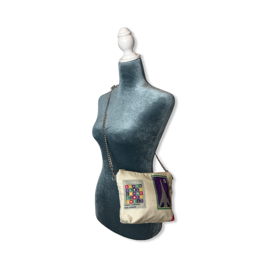 STAMPS OF THE WORLD VINTAGE SCARF CROSSBODY BAG
