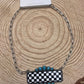 Checkered Bar Necklace with Faux Turquoise - 18 inch necklace