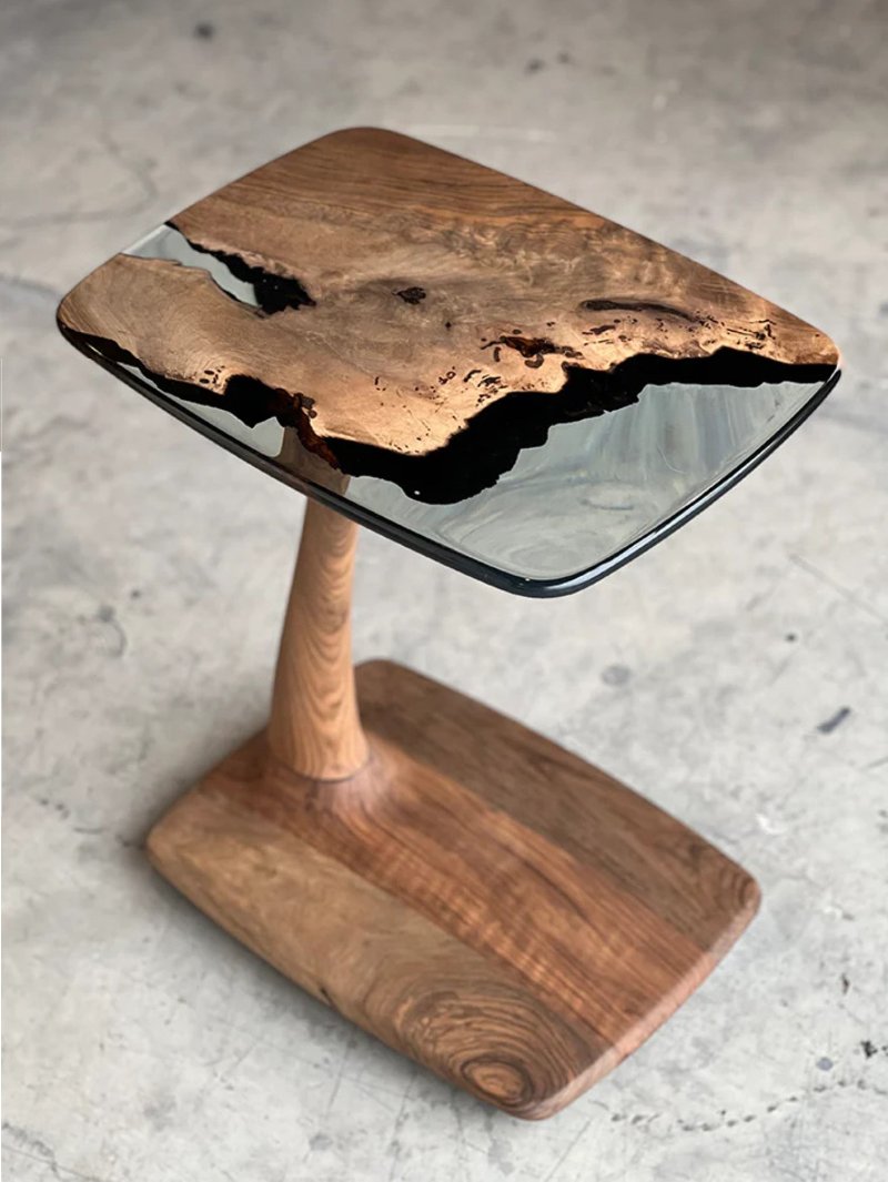 C-SHAPED LUXURY RESIN END / SIDE TABLE - UNIQUE GIFT IDEA