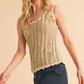 AEMI+CO DISTRESSED DETAIL ROUND NECK KNIT TANK