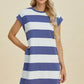 BASIC BAE FULL SIZE STRIPED ROUND NECK CAP SLEEVE MINI DRESS