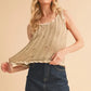 AEMI+CO DISTRESSED DETAIL ROUND NECK KNIT TANK