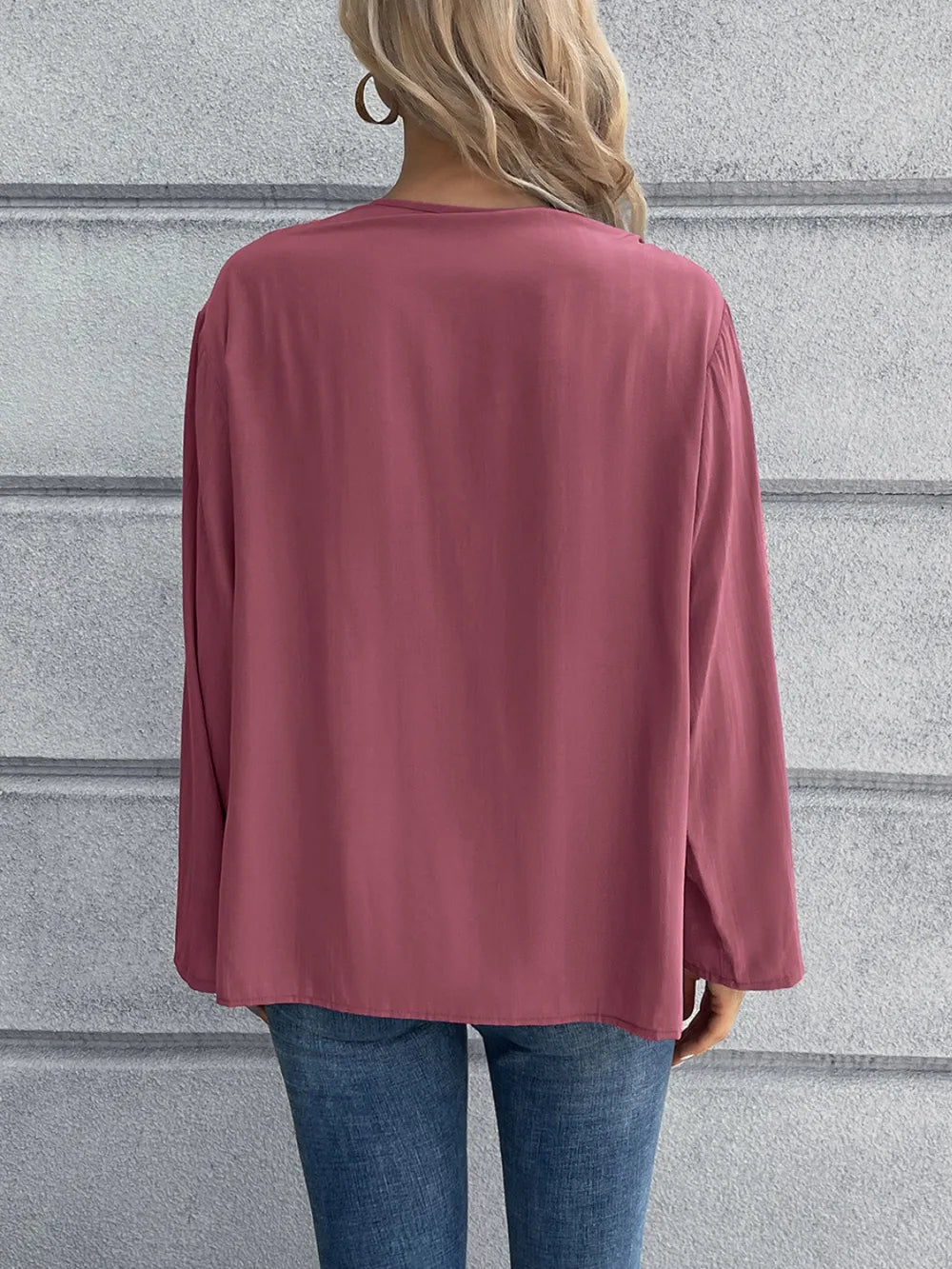 IVY LANE HALF BUTTON LONG SLEEVE BLOUSE